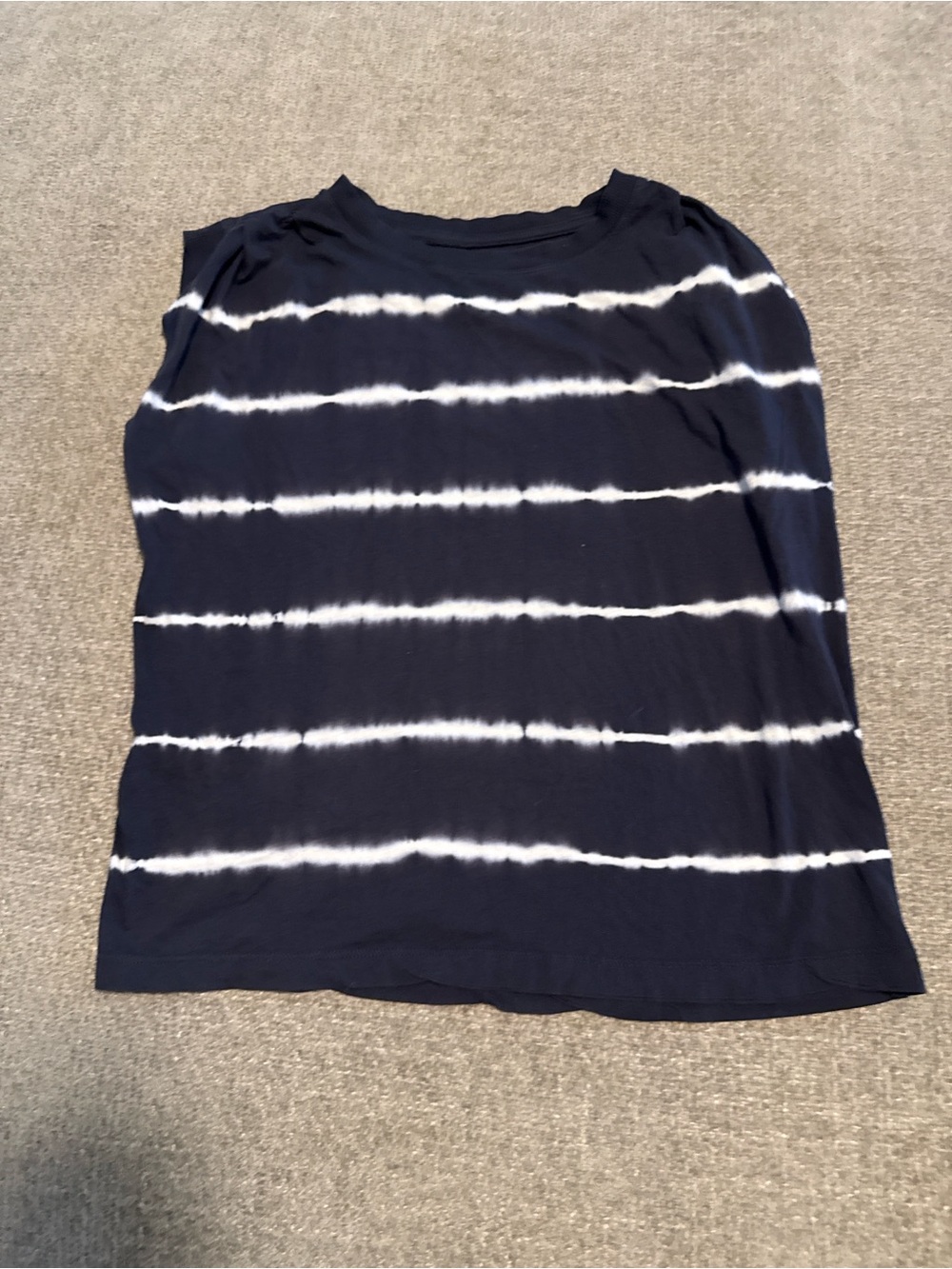 LOFT Navy Tie-Dye Stripe Cap Sleeve Tee XS